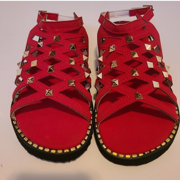 NWT Red Studded Sandals 6 - Picture 1 of 6